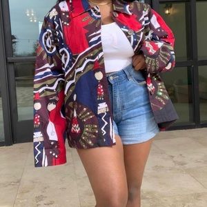 Vintage 90s Artistry Units Tall Women’s Tribal blazer jacket XXL sequins detail